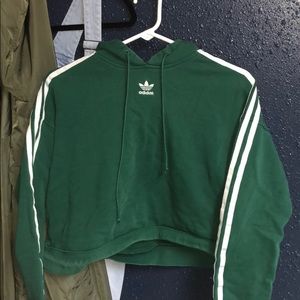 Cropped green adidas hoodie